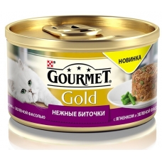 Корм для котів Gourmet Gold ніжні биточки, ягня з квасолею, 85гр